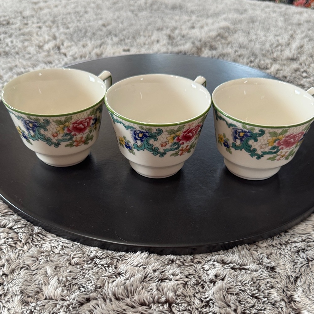 Royal Doulton Floradora Green TC 1127 Set of 3 Tea Cups Fine Bone China Floral